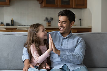 daughter and father interacting