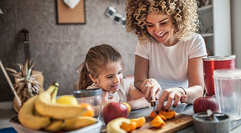 Mother and daughter planning meals